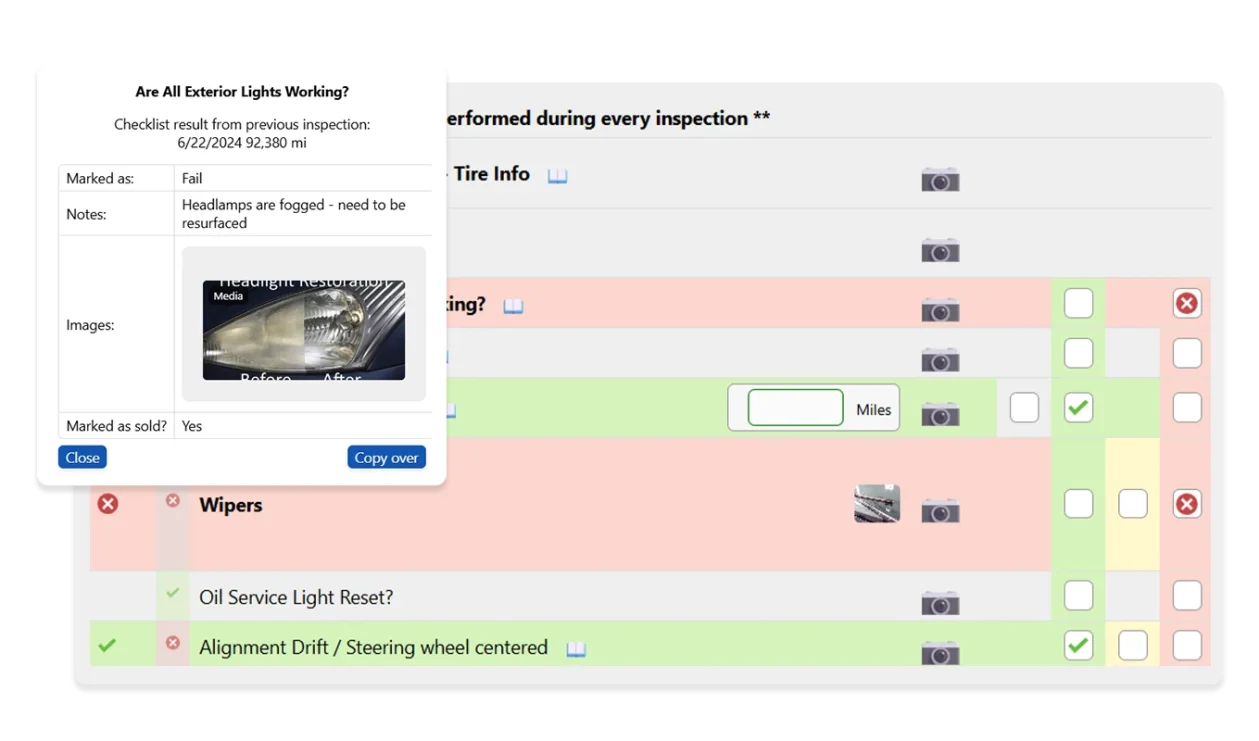 Website slider graphic showing ability to pull up prior inspection results